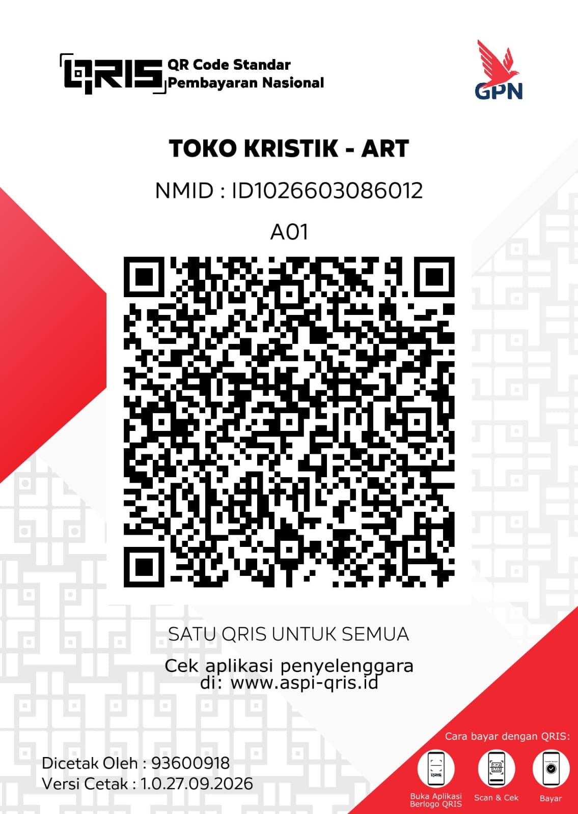 Kode QRIS ShopeePay Toko Kristik - Art